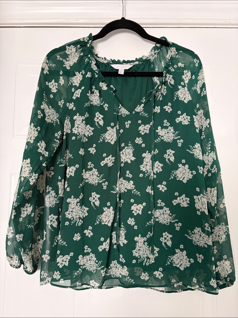 Laura Conrad Green & Cream Blouse- S